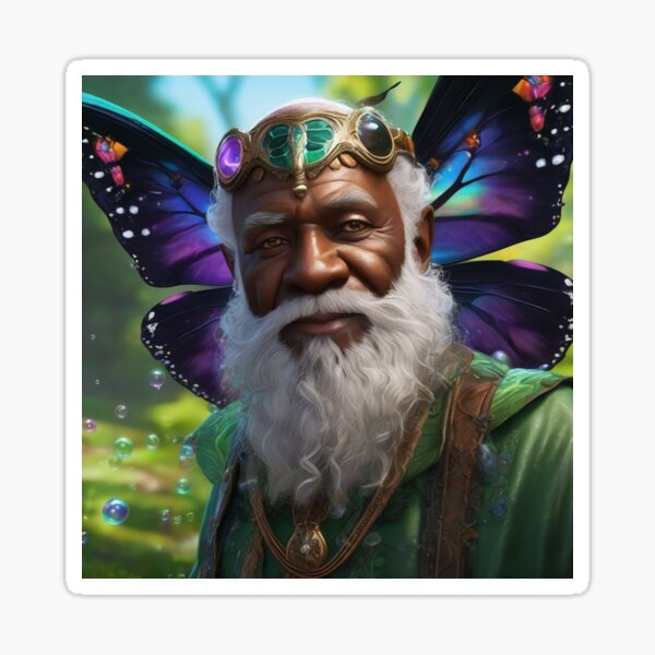 Fairy Grandfather With Butterfly Wings Sticker