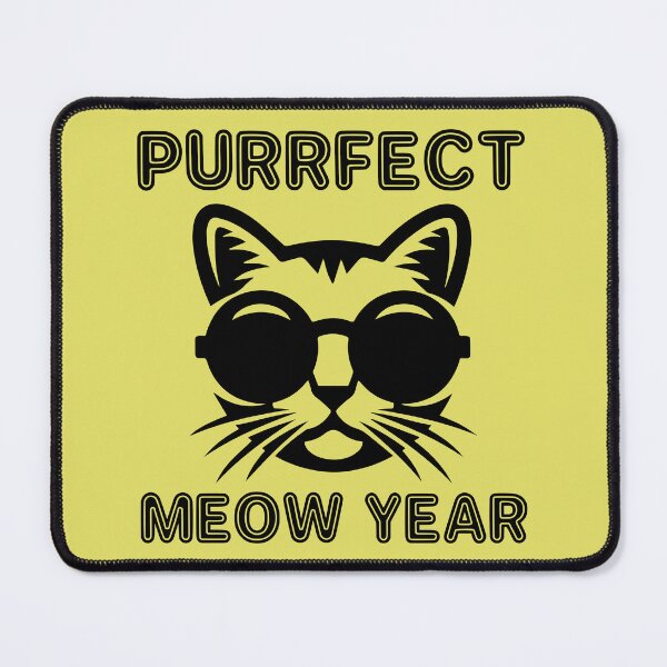 Item preview, Purrfect Meow Year - Cool Cat Wearing Sunglasses ready for New Year's Eve Party (Black Design) designed and sold by Spiprinto.