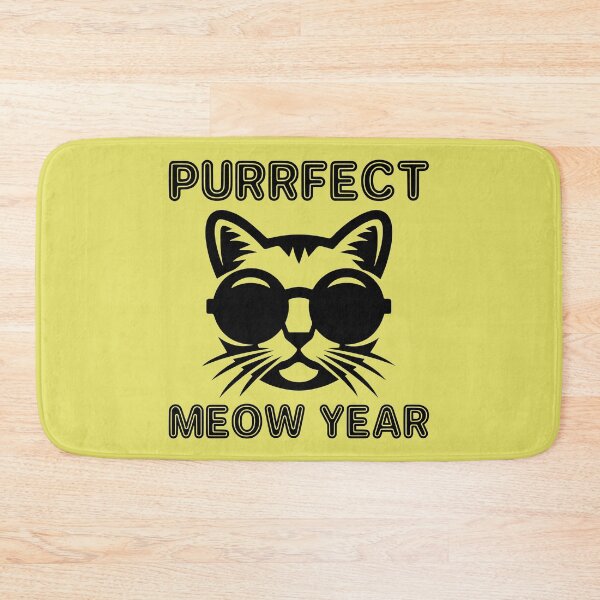 Item preview, Purrfect Meow Year - Cool Cat Wearing Sunglasses ready for New Year's Eve Party (Black Design) designed and sold by Spiprinto.