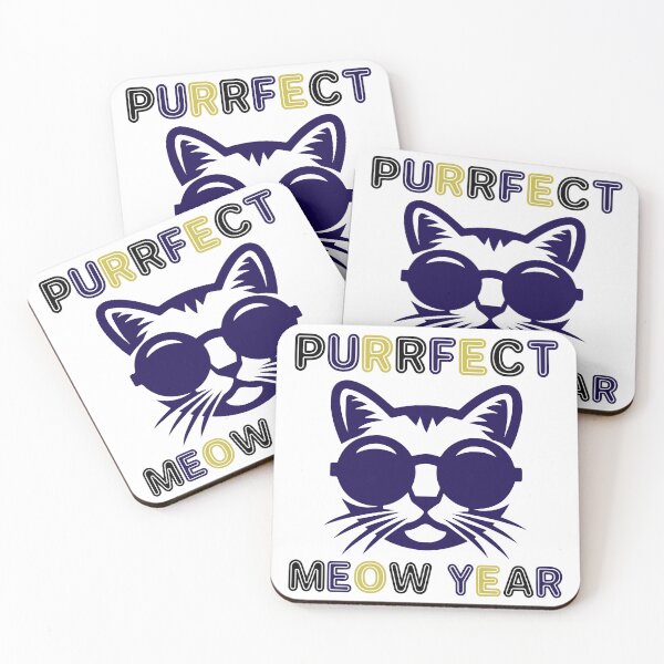 Item preview, Purrfect Meow Year - Cool Cat Wearing Sunglasses ready for New Year's Eve Party (Multi-Color Dark Design) designed and sold by Spiprinto.