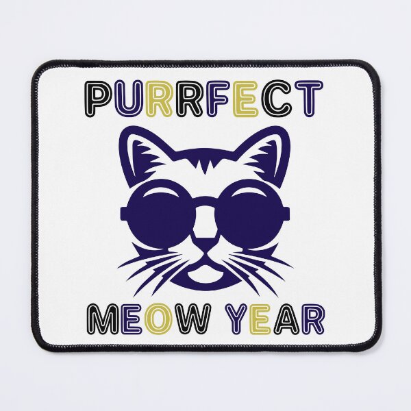 Item preview, Purrfect Meow Year - Cool Cat Wearing Sunglasses ready for New Year's Eve Party (Multi-Color Dark Design) designed and sold by Spiprinto.