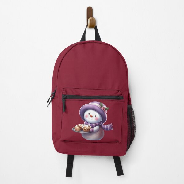 Item preview, Cute Snowman carrying Mince Pies - red background designed and sold by DreamyEscapism.