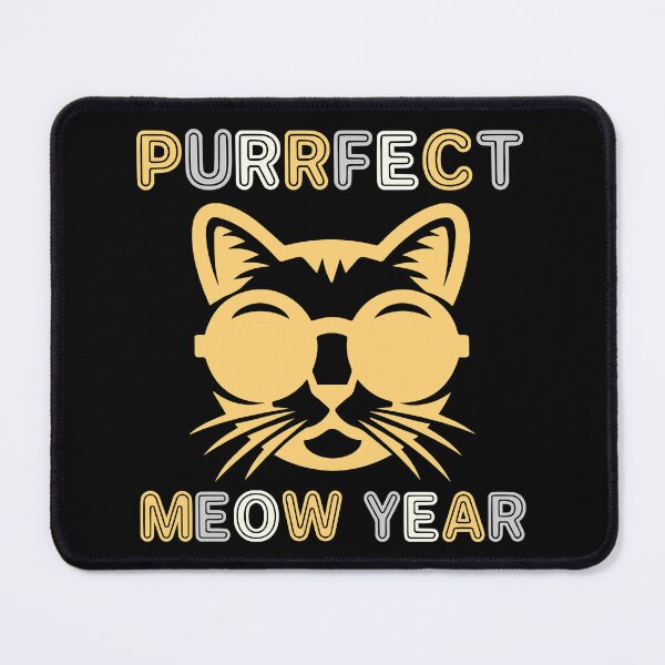 Item preview, Purrfect Meow Year - Cool Cat Wearing Sunglasses ready for New Year's Eve Party (Multi-Color Light Design) designed and sold by Spiprinto.