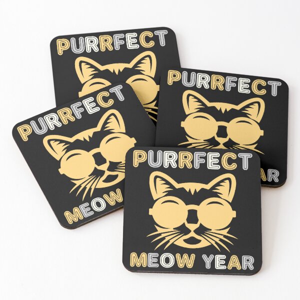 Item preview, Purrfect Meow Year - Cool Cat Wearing Sunglasses ready for New Year's Eve Party (Multi-Color Light Design) designed and sold by Spiprinto.