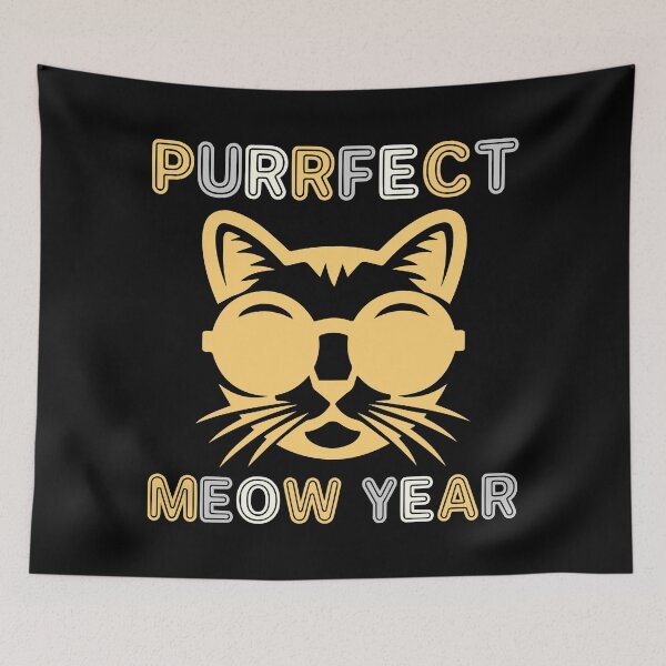 Item preview, Purrfect Meow Year - Cool Cat Wearing Sunglasses ready for New Year's Eve Party (Multi-Color Light Design) designed and sold by Spiprinto.