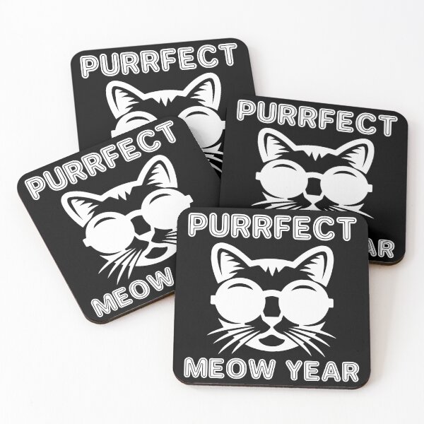 Item preview, Purrfect Meow Year - Cool Cat Wearing Sunglasses ready for New Year's Eve Party (White Design) designed and sold by Spiprinto.