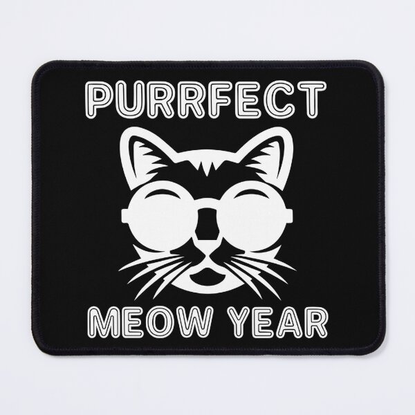 Item preview, Purrfect Meow Year - Cool Cat Wearing Sunglasses ready for New Year's Eve Party (White Design) designed and sold by Spiprinto.