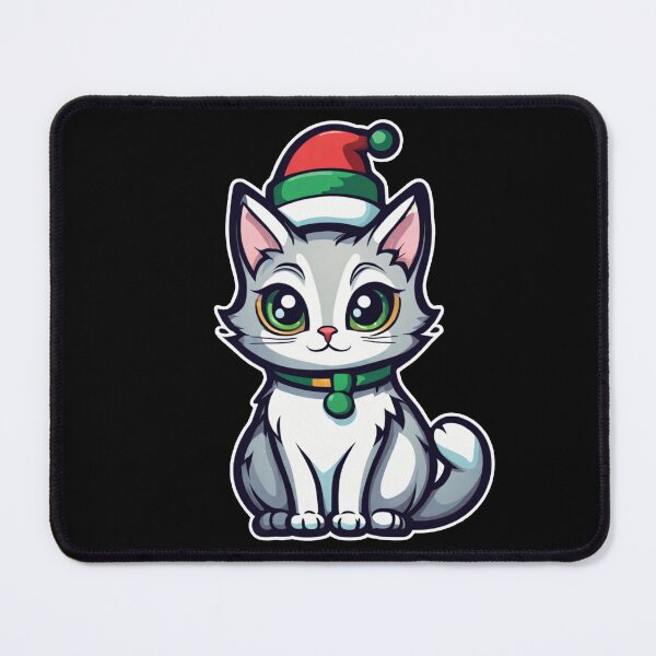 Item preview, Cute gray Christmas cat with green eyes. Cat Christmas gift. designed and sold by By-Jeff.