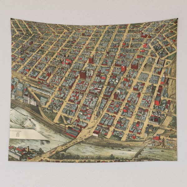 Item preview, Vintage Pictorial Map of Minneapolis MN (1891) designed and sold by BravuraMedia.