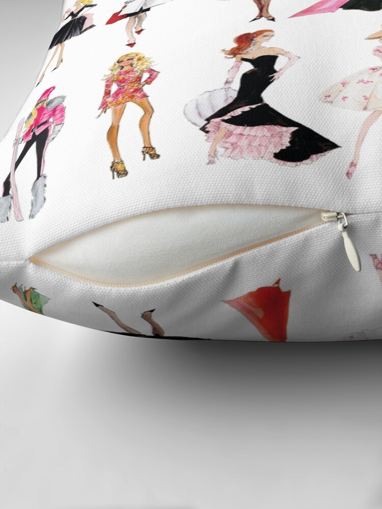 Vintage Doll Illustrations Pillow