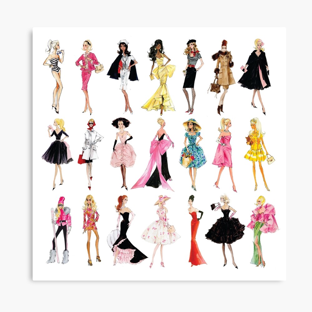 Vintage Doll Illustrations Pillow