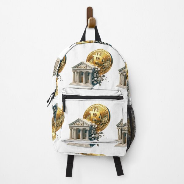 Item preview, Giant Bitcoin Crashing into a Bank and Destroying it designed and sold by kylmllr101684.