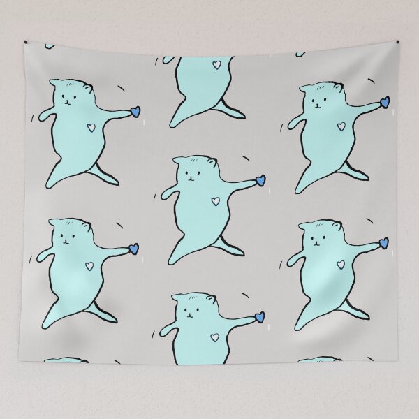 Item preview, A cat throwing away its broken blue heart designed and sold by Saladeis-draw.