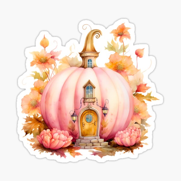Pink Pumpkin Fairy House Sticker