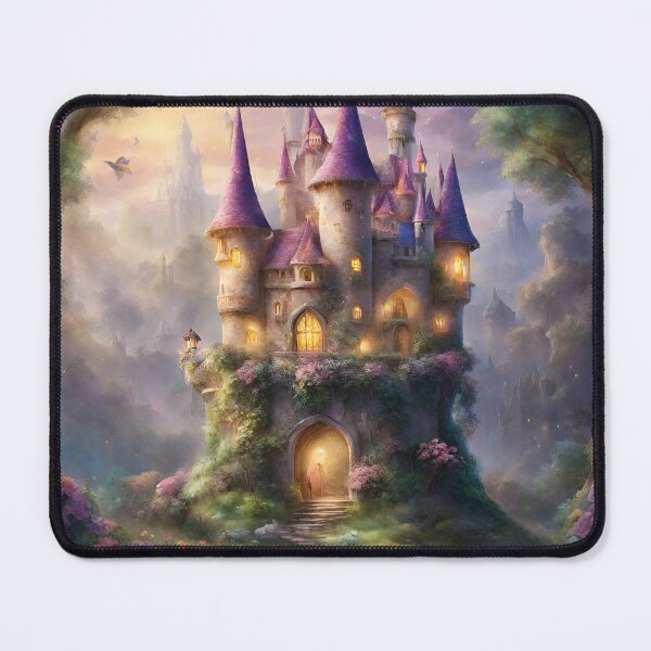 Item preview, enchanted castle with fairies in the woods butterflies designed and sold by FantasyMountain.