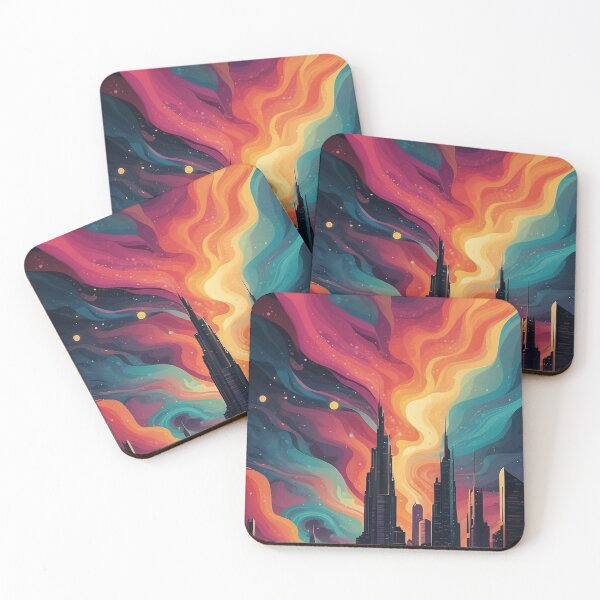 Item preview, 002 Silhouettes of Colorful City Buildings and Landmarks  designed and sold by Alexis Art Collection.