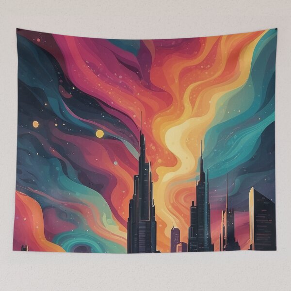 Artikelvorschau, 002 Silhouettes of Colorful City Buildings and Landmarks entworfen und verkauft von Alexis Art Collection.