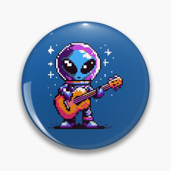 Item preview, Cosmic Melody: 8-Bit Alien with Guitar designed and sold by PixelPunkster.