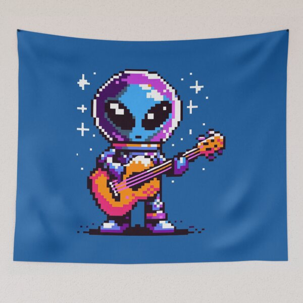 Item preview, Cosmic Melody: 8-Bit Alien with Guitar designed and sold by PixelPunkster.