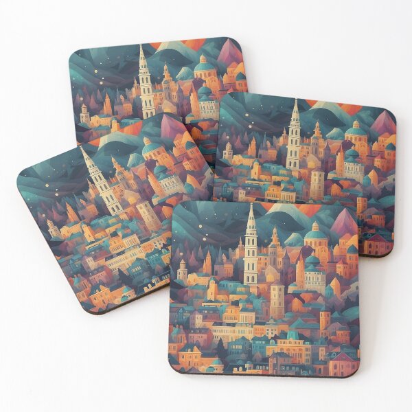 Item preview, 003 Silhouettes of Colorful City Buildings and Landmarks  designed and sold by Alexis Art Collection.