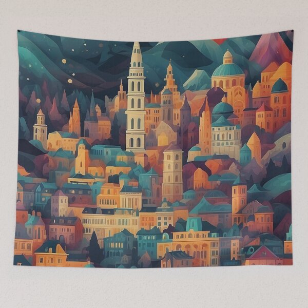 Artikelvorschau, 003 Silhouettes of Colorful City Buildings and Landmarks entworfen und verkauft von Alexis Art Collection.