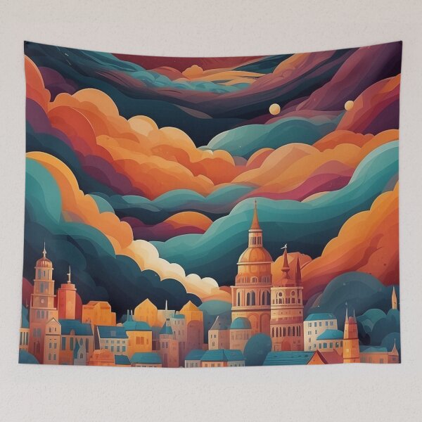 Artikelvorschau, 004 Silhouettes of Colorful City Buildings and Landmarks entworfen und verkauft von Alexis Art Collection.
