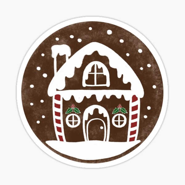 Gingerbread Xmas Cookie Candy Cane House Sticker