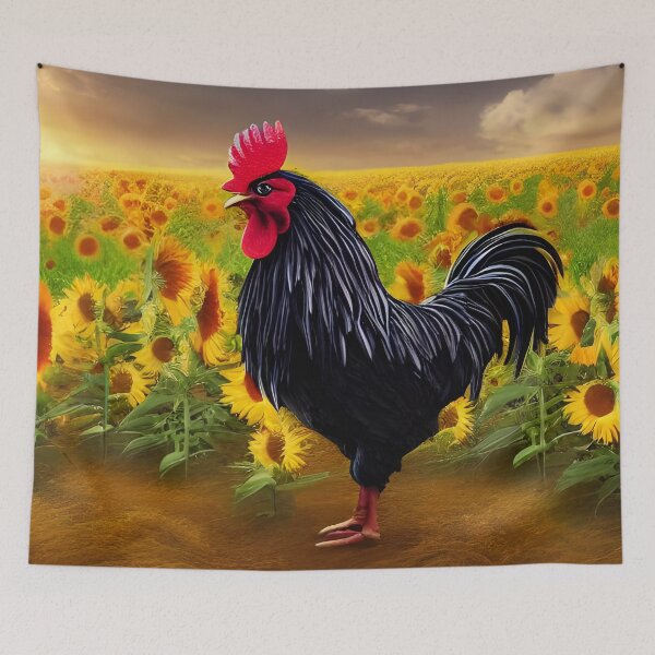 Item preview, A Black Rooster In A Field Of Sunflowers designed and sold by Paw's Arts.