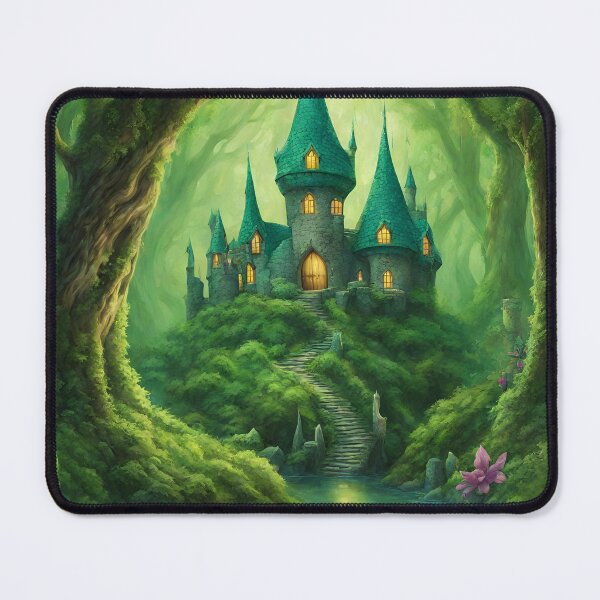 Item preview, Green castle woods enchanted fantasy art  designed and sold by FantasyMountain.