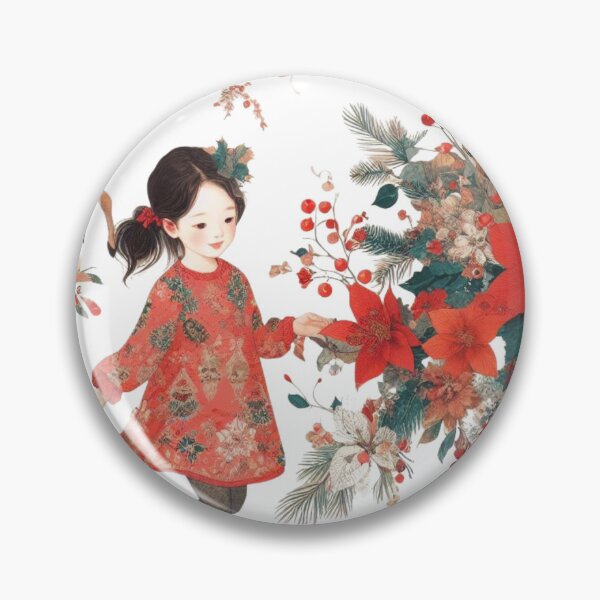 Item preview, design of a girl walking among animals and Christmas flowers designed and sold by MirtaF.