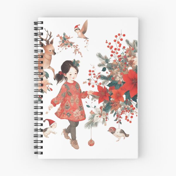 Artikelvorschau, Design eines Mädchens, das zwischen Tieren und Weihnachtsblumen spaziert entworfen und verkauft von MirtaF.