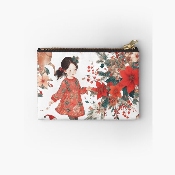 Item preview, design of a girl walking among animals and Christmas flowers designed and sold by MirtaF.