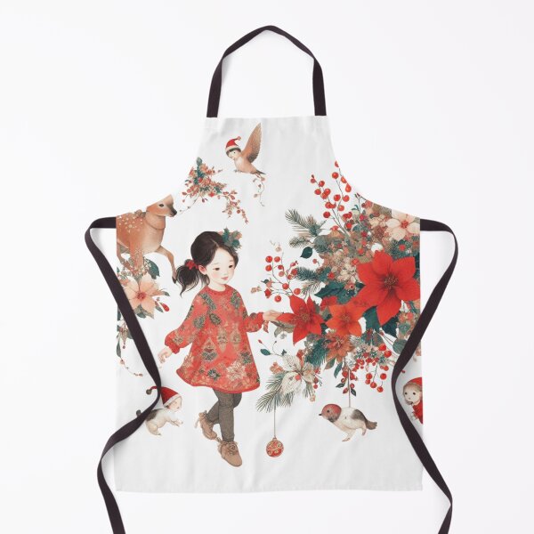 Item preview, design of a girl walking among animals and Christmas flowers designed and sold by MirtaF.