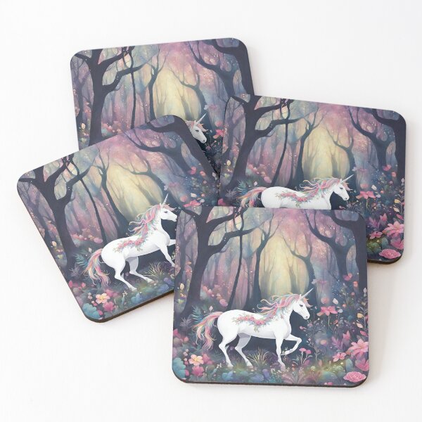 Item preview, Unicorn rainbow forest woods enchanted flowers designed and sold by FantasyMountain.