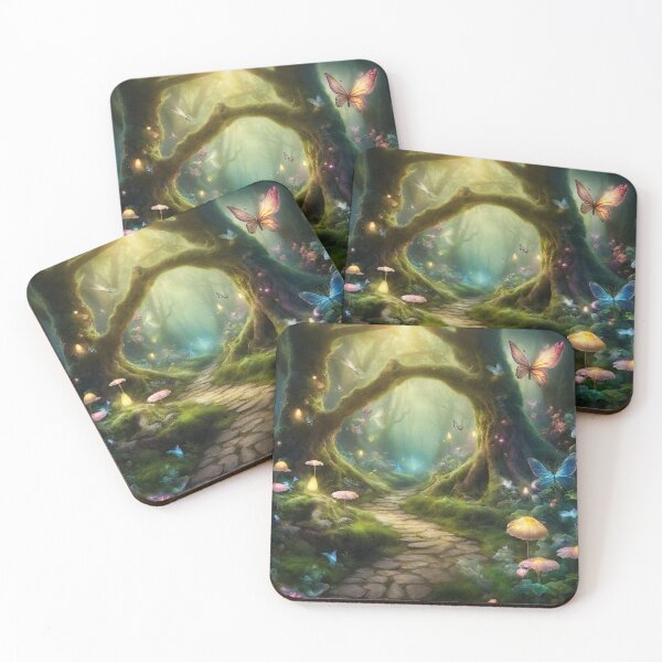 Item preview, Enchanted woods art fairy butterflies mushrooms fantasy designed and sold by FantasyMountain.