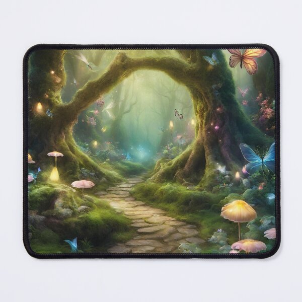 Item preview, Enchanted woods art fairy butterflies mushrooms fantasy designed and sold by FantasyMountain.