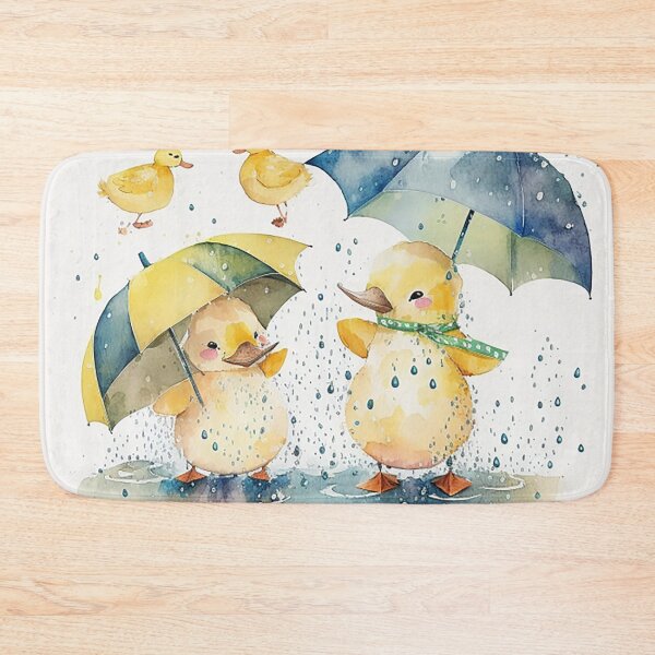Item preview, Rainy Day Revelry - Cheerful Ducklings Dancing in Puddles, Watercolor Art designed and sold by PaintbrushPlace.
