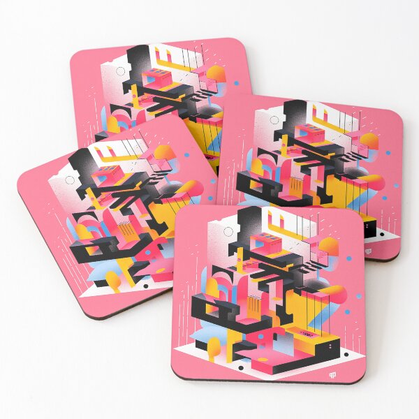 Item preview, Vibrant Geometry - Pink, Yellow, and Black Minimalist Geometric Art designed and sold by PaintbrushPlace.
