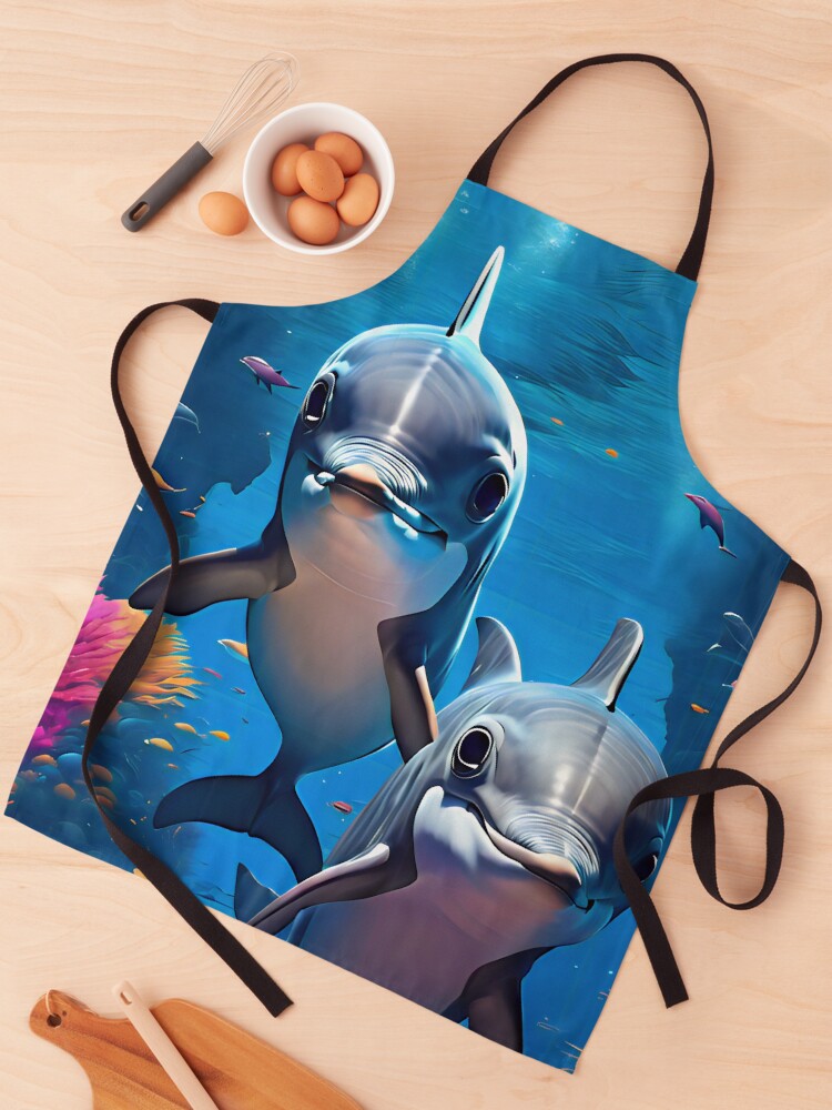 Thumbnail 1 of 6, Apron, Dolphins designed and sold by JiffyGirls.
