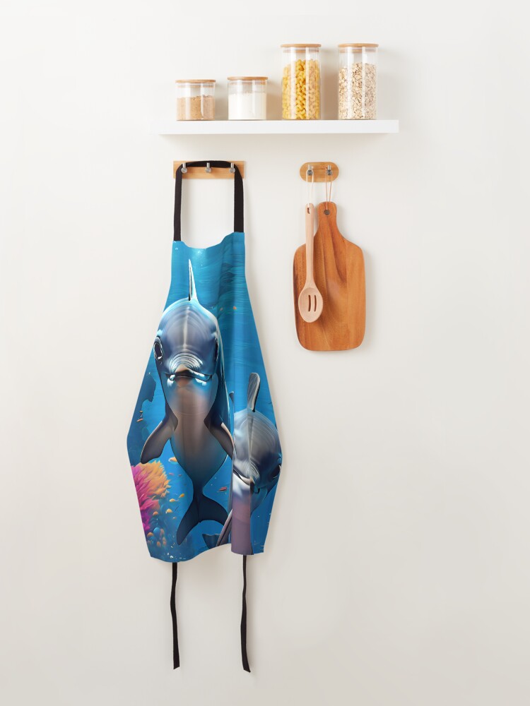 Thumbnail 4 of 6, Apron, Dolphins designed and sold by JiffyGirls.