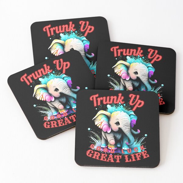 Item preview, Trunk Up, Good Luck, Great Life. colorful elephant designed and sold by ElephantVibes.