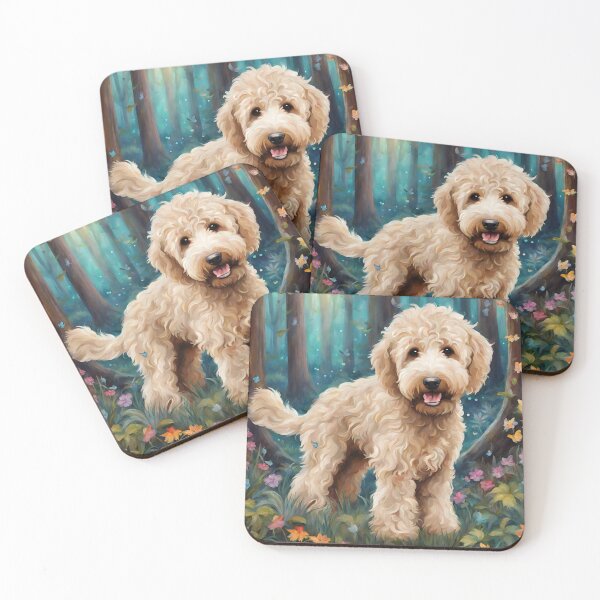 Item preview, Enchanted Forest pets Dog puppy artwork Labradoodle designed and sold by FantasyMountain.