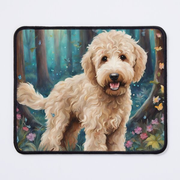 Item preview, Enchanted Forest pets Dog puppy artwork Labradoodle designed and sold by FantasyMountain.