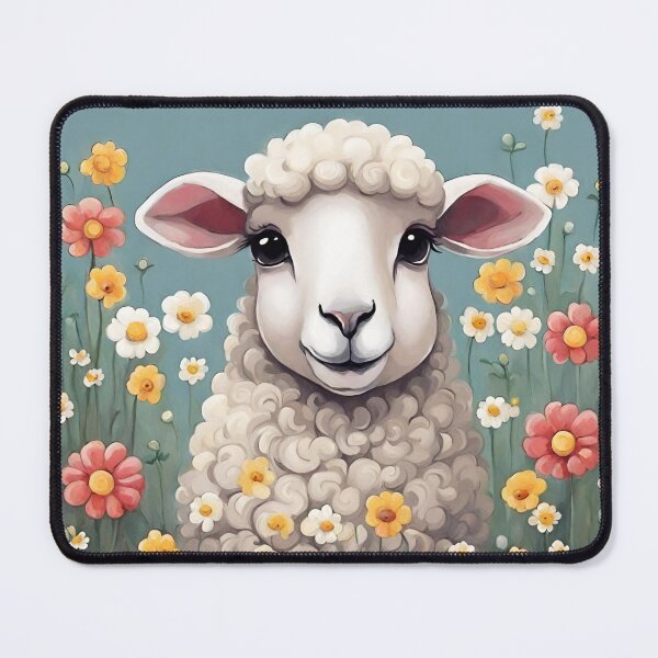 Item preview, Copy of  Farm Animals painting sheep lamb with flowers matching set designed and sold by FantasyMountain.