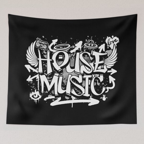 Item preview, HOUSE MUSIC  - Graffiti Steez (White/Grey)  designed and sold by Discothreadz.
