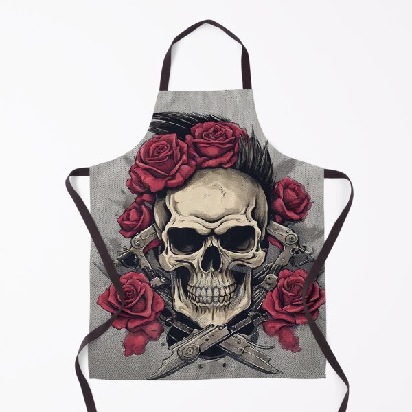 Artikelvorschau, Kunstwerk aus Totenkopf und Rosen mit gekreuzten Dolchen entworfen und verkauft von inkArtistryfine.