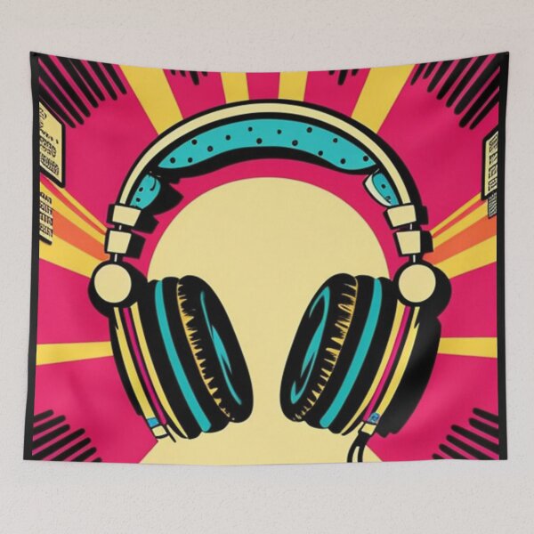 Item preview, Music Genius Pink Retro Headphones designed and sold by musicgeniusart.
