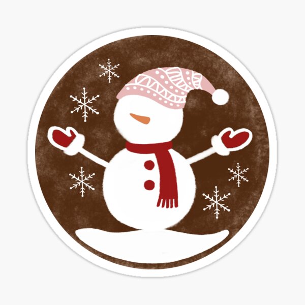 Gingerbread Xmas Cookie Snowman  Sticker