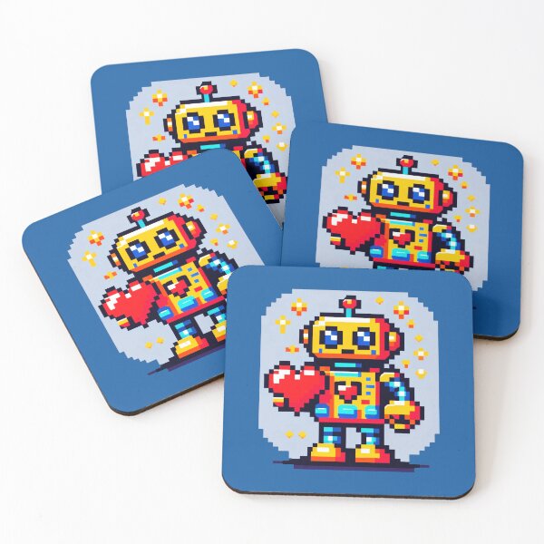 Item preview, 8-Bit Love Bot - Retro Pixel Heart Robot designed and sold by PixelPunkster.