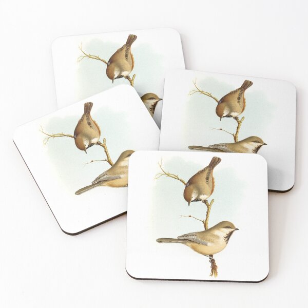 Item preview, Two Boreal Chickadee Parus Hudsonicus Birds of Alaska Vintage Watercolor Birdwatching Gift designed and sold by ElegantTeaTime.